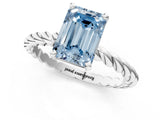 White gold Fancy Blue Emerald  Cut Solitaire Twisted Band with Four-Prong Setting_105