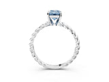 White gold Fancy Blue Emerald  Cut Solitaire Twisted Band with Four-Prong Setting_108