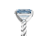 White gold Fancy Blue Emerald  Cut Solitaire Twisted Band with Four-Prong Setting_110
