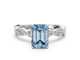 White gold Fancy Blue Emerald Cut Solitaire Twisted Pave Band with Four-Prong Setting_15
