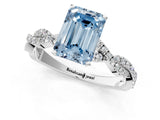 White gold Fancy Blue Emerald Cut Solitaire Twisted Pave Band with Four-Prong Setting_16