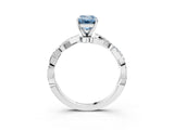 White gold Fancy Blue Emerald Cut Solitaire Twisted Pave Band with Four-Prong Setting_18