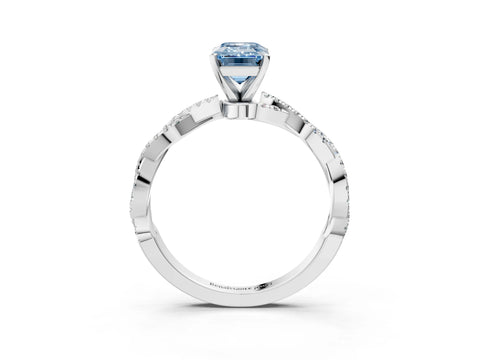 White gold Fancy Blue Emerald Cut Solitaire Twisted Pave Band with Four-Prong Setting_18
