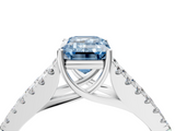White gold Fancy Blue Emerald  Cut Split Shank Pave Diamond Engagement Ring with Four-Prong Setting_28