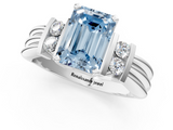 White gold Fancy Blue Emerald  Cut Three-Stone Channel Set Ring with Bar Prongs_59
