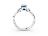 White gold Fancy Blue Emerald  Cut Three-Stone Channel Set Ring with Bar Prongs_67