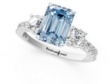 White gold Fancy Blue Emerald  Cut Three-Stone Diamond Pavé Band with Prong Setting_18