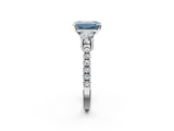 White gold Fancy Blue Emerald  Cut Three-Stone Diamond Pavé Band with Prong Setting_19