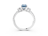 White gold Fancy Blue Emerald  Cut Three-Stone Diamond Pavé Band with Prong Setting_20