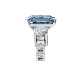 White gold Fancy Blue Emerald  Cut Three-Stone Diamond Pavé Band with Prong Setting_22