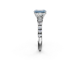 White gold Fancy Blue Emerald  Cut Three-Stone Diamond Pave Band with Prong Setting_39