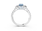 White gold Fancy Blue Emerald  Cut Three-Stone Diamond Pave Band with Prong Setting_39