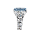 White gold Fancy Blue Emerald  Cut Three-Stone Diamond Pave Band with Prong Setting_42