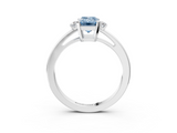 White gold Fancy Blue Emerald  Cut Three-Stone Solitaire Ring with Round Accent Diamonds and Four-Prong Setting_23