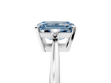 White gold Fancy Blue Emerald  Cut Three-Stone Solitaire Ring with Round Accent Diamonds and Four-Prong Setting_25