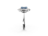White gold Fancy Blue Emerald  Diamond Cluster Halo Ring with Solitaire Band and Four-Prong Setting_22