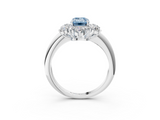 White gold Fancy Blue Emerald  Diamond Cluster Halo Ring with Solitaire Band and Four-Prong Setting_23
