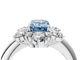 White gold Fancy Blue Emerald  Diamond Cluster Halo Ring with Solitaire Band and Four-Prong Setting_24