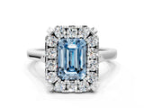 White gold Fancy Blue Emerald  Diamond Cluster Halo Solitaire with Four-Prong Setting_105