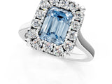 White gold Fancy Blue Emerald  Diamond Cluster Halo Solitaire with Four-Prong Setting_106