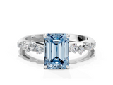 White gold Fancy Blue Emerald  Diamond Cluster Prong-Set Solitaire Ring_20