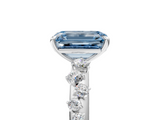 White gold Fancy Blue Emerald  Diamond Cluster Prong-Set Solitaire Ring_25