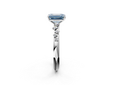 White gold Fancy Blue Emerald  Diamond Cluster Prong-Set Solitaire Ring_26