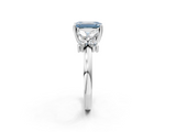 White gold Fancy Blue Emerald  Diamond Floral Cluster Ring with Solitaire Band and Prong Setting_44