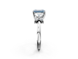 White gold Fancy Blue Emerald  Diamond Floral Cluster Ring with Solitaire Band and Prong Setting_45