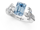 White gold Fancy Blue Emerald  Diamond Floral Vine Solitaire Engagement Ring_4