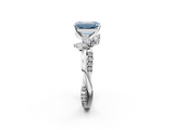 White gold Fancy Blue Emerald  Diamond Floral Vine Solitaire Engagement Ring_5