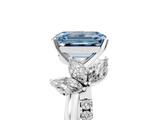 White gold Fancy Blue Emerald  Diamond Floral Vine Solitaire Engagement Ring_8