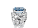 White gold Fancy Blue Emerald  Diamond Halo Ring with Marquise and Pavé Band in Prong Setting_71
