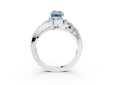 White gold Fancy Blue Emerald  Diamond Halo Ring with Marquise and Pavé Band in Prong Setting_71