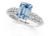 White gold Fancy Blue Emerald  Diamond Pavé Band Solitaire Ring with Four-Prong Setting_50