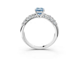 White gold Fancy Blue Emerald  Diamond Pavé Band Solitaire Ring with Four-Prong Setting_52