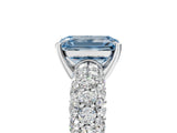 White gold Fancy Blue Emerald  Diamond Pavé Band Solitaire Ring with Four-Prong Setting_54