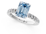 White gold Fancy Blue Emerald  Diamond Pavé Band Solitaire with Four-Prong Setting_202