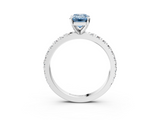 White gold Fancy Blue Emerald  Diamond Pavé Band Solitaire with Four-Prong Setting_204