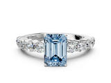 White gold Fancy Blue Emerald  Diamond Pavé Band Solitaire with Four-Prong Setting_3