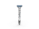 White gold Fancy Blue Emerald  Diamond Pavé Band Solitaire with Four-Prong Setting_5