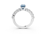 White gold Fancy Blue Emerald  Diamond Pavé Band Solitaire with Four-Prong Setting_6