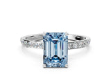 White gold Fancy Blue Emerald  Diamond Pavé Band with Six-Prong Setting_27