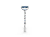 White gold Fancy Blue Emerald  Diamond Pavé Band with Six-Prong Setting_29