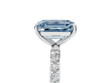 White gold Fancy Blue Emerald  Diamond Pavé Band with Six-Prong Setting_32