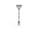 White gold Fancy Blue Emerald  Diamond Prong Set Engagement Ring with Pave Band_206