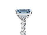 White gold Fancy Blue Emerald  Diamond Prong Set Engagement Ring with Pave Band_209