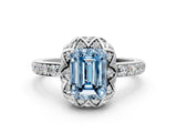 White gold Fancy Blue Emerald  Diamond Solitaire Ring with Shared Prong Pavé Band_12