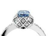 White gold Fancy Blue Emerald  Diamond Solitaire Ring with Shared Prong Pavé Band_16