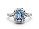 White gold Fancy Blue Emerald  Diamond Solitaire Ring with Shared Prong Pavé Band_66